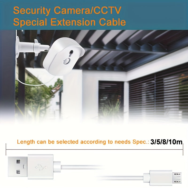 Cable de alimentación flexible para cámara Micro-USB 5V blanco, longitudes extendidas