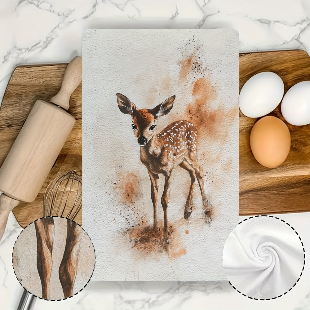 Набор из 2 кухонных полотенец в рустикальном стиле «Fawn», ультра мягкие, впитывающие, 16x24 дюймов