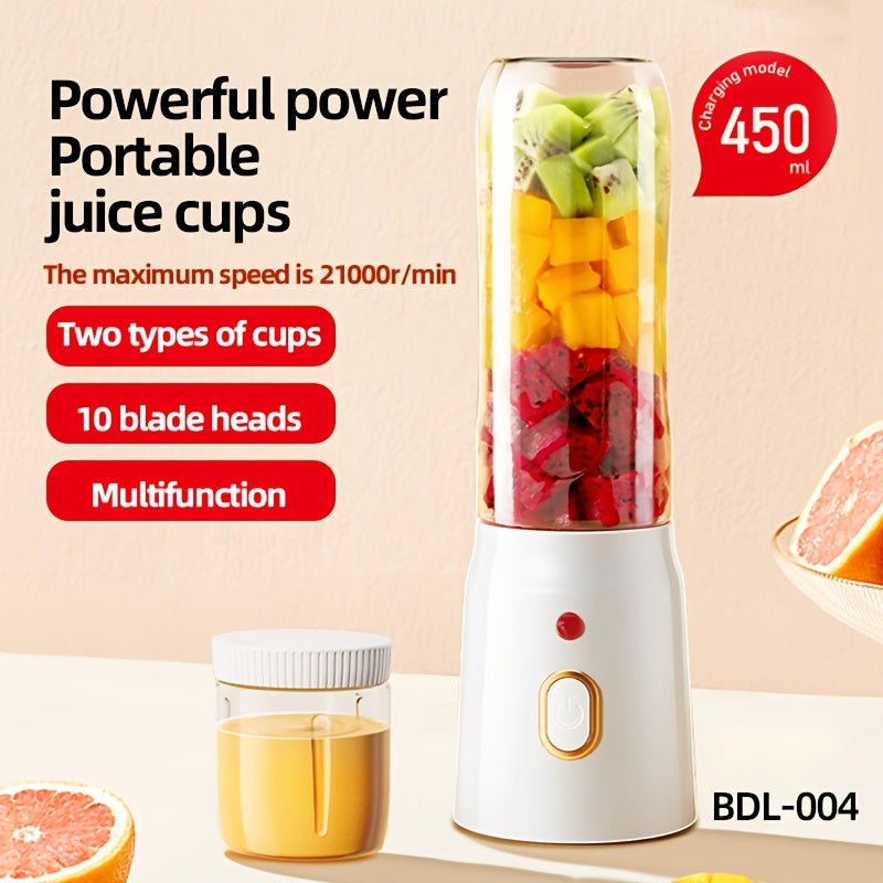 Dual Cup Portable Electric Juicer Set Rechargeable USB Travel and Outdoor Use