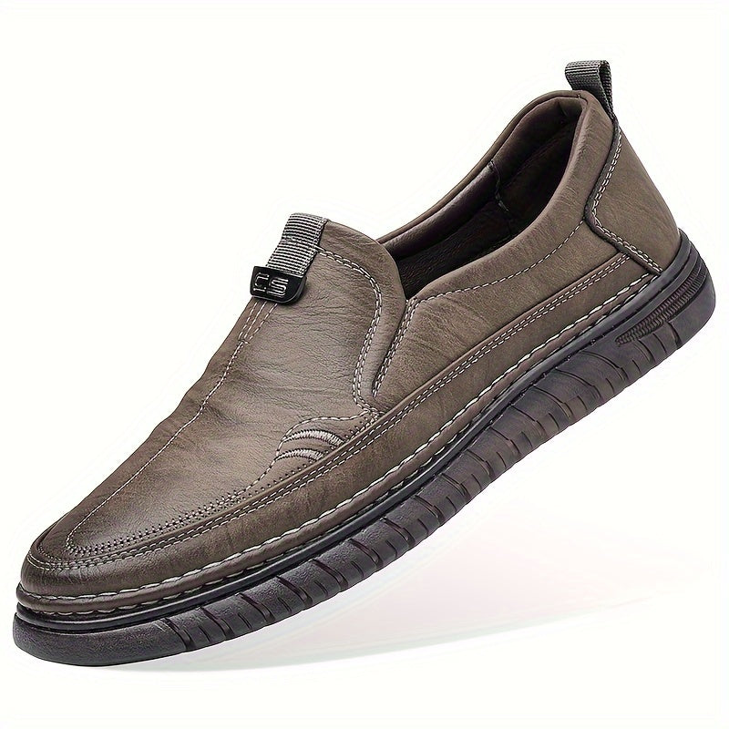 Men's Casual Slip-On Loafers with Rubber Sole and Round Toe