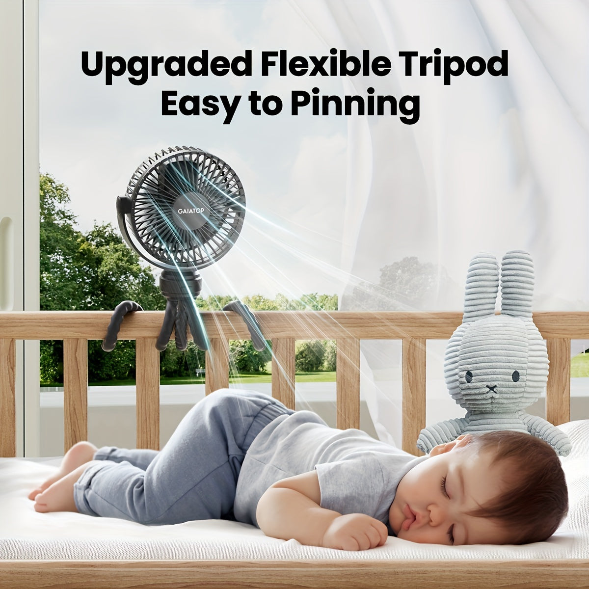 Rechargeable Portable Clip-On Fan with 3 Speed Settings, 360° Rotation for Stroller or Desk Use