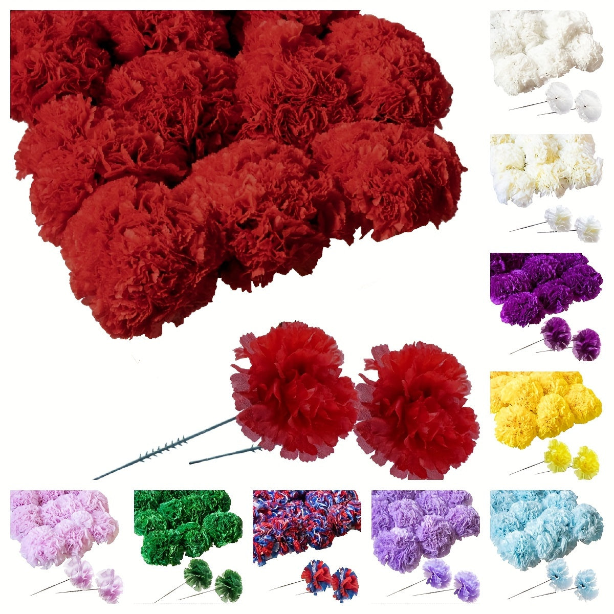 50 Pieces Silk Carnation Flowers for Wedding Decorations DIY Craft