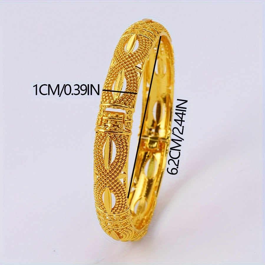 Tribal-Inspired 18K Plated Alloy Cuff Bracelet for Daily Wear and Weddings