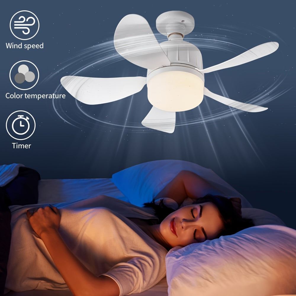 Indoor Household Fan Lamp with Remote Control E27 LED Light Fan