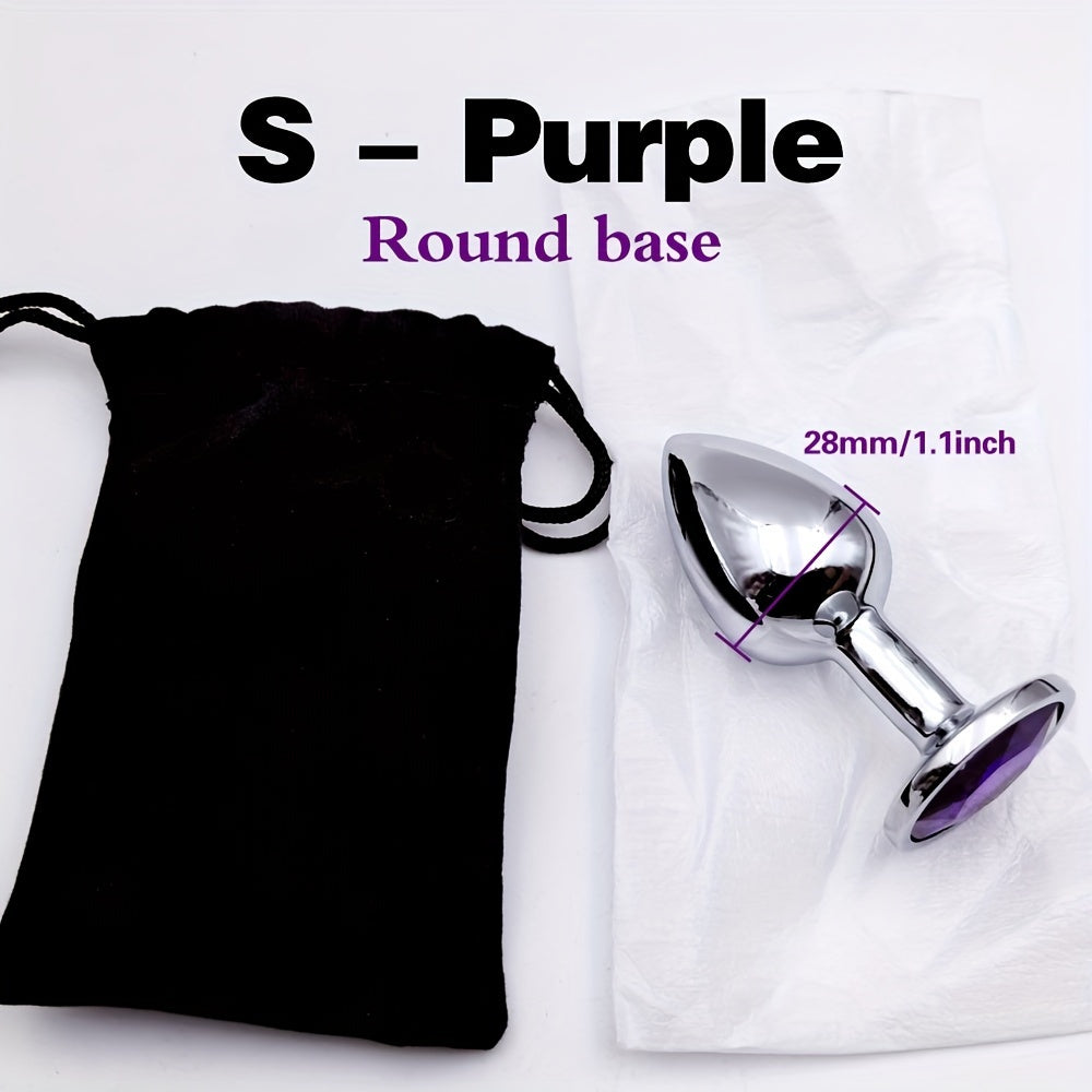 Adult Waterproof Mini Metal Anal Plug with Gemstone Base, Beginner-Friendly