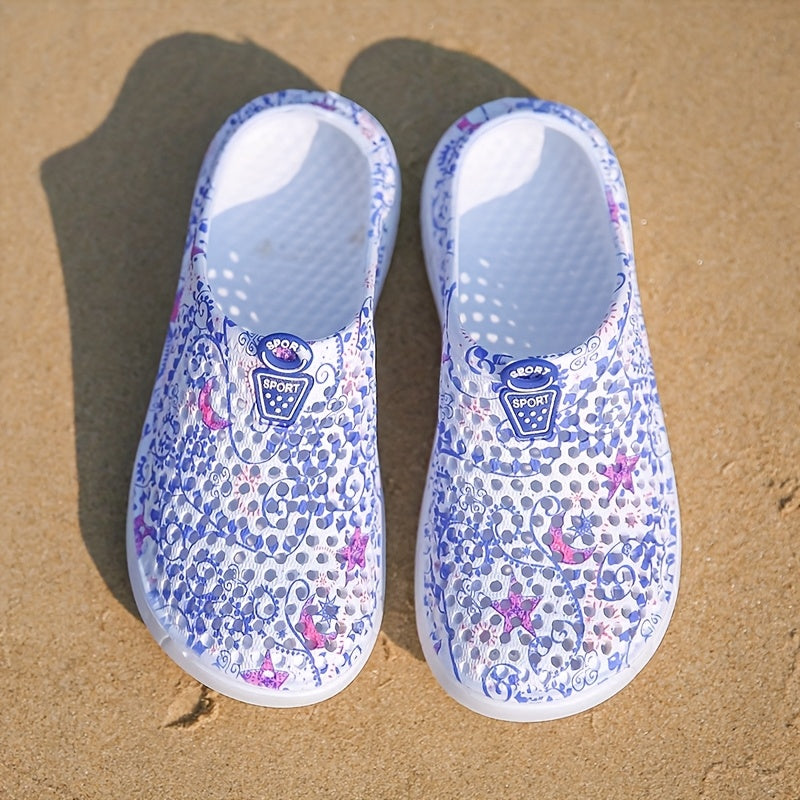 Women's EVA Slip-On Shoes with Star and Moon Pattern Flat Sandals