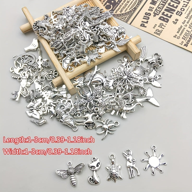 100 Pieces Metal Mixed Jewelry Charms Vintage Animal Charms for DIY Necklace Making