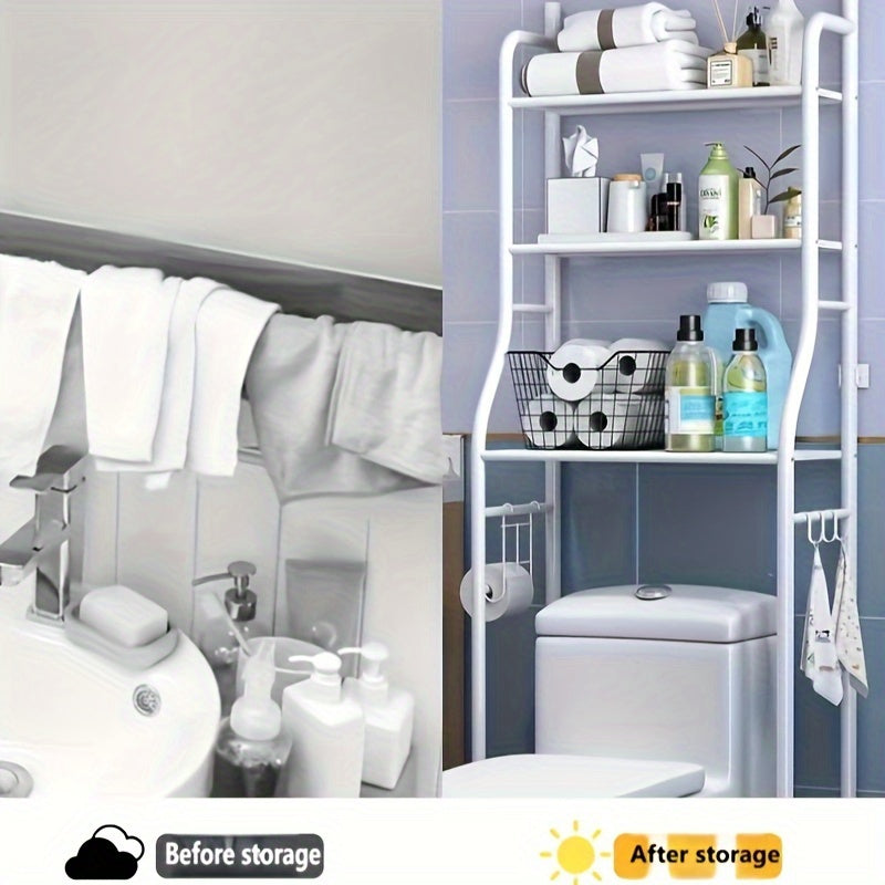 White 3-Tier Metal Bathroom Storage Rack Freestanding Organizer for Toiletries