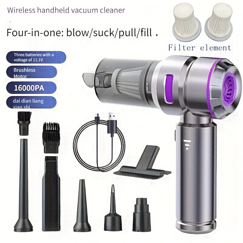 Aspiradora inalámbrica de mano para mascotas con pantalla digital y herramienta para hendiduras