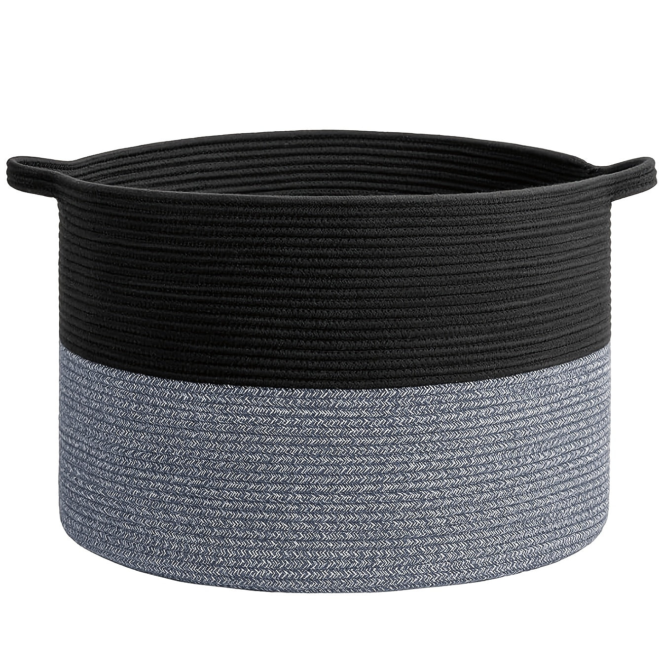 Round Bohemian Woven Laundry Basket with Handles for Bathroom and Living Room Storage