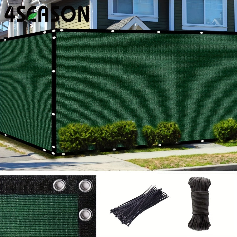 Heavy Duty Green Plastic Privacy Fence Screen Mesh with Brass Grommets and Straps for Gardens Yards Pools