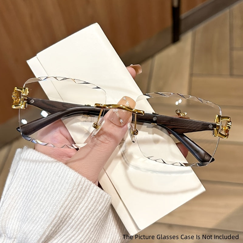 Модные безободковые очки с металлическим леопардовым акцентом и градиентными линзами для пляжа и активного отдыха