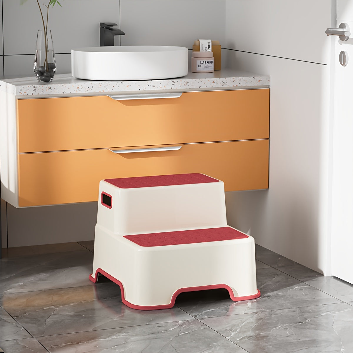 Taburete de plástico antideslizante para baño, entrenamiento para ir al baño y alcanzar lavabos