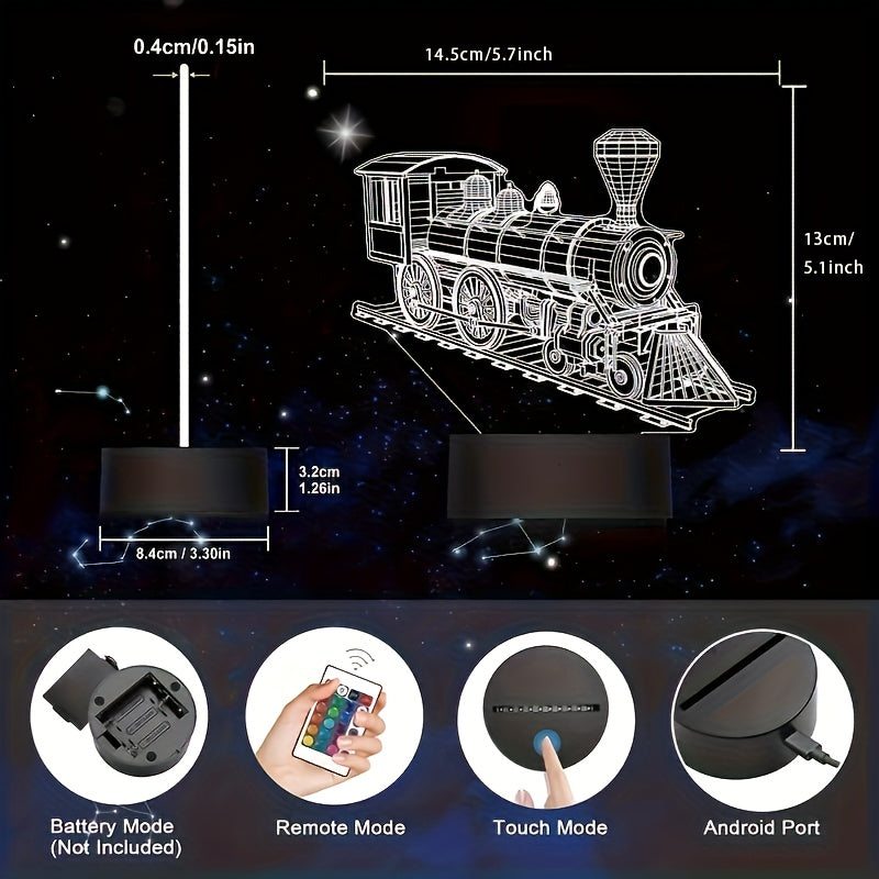 3D illyuziya kechki chiroq, masofadan boshqarish va taymer bilan, yotoqxona uchun rang o'zgartiruvchi dekor