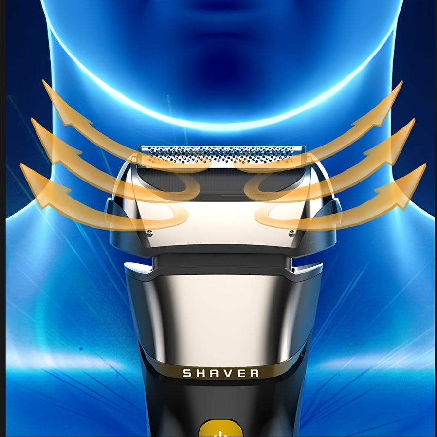 LED displey va yaqin, qulay qirqish uchun pop-up trimmer bilan jihozlangan erkaklar uchun qayta zaryadlanadigan nam/quruq elektr qirqish mashinasi.