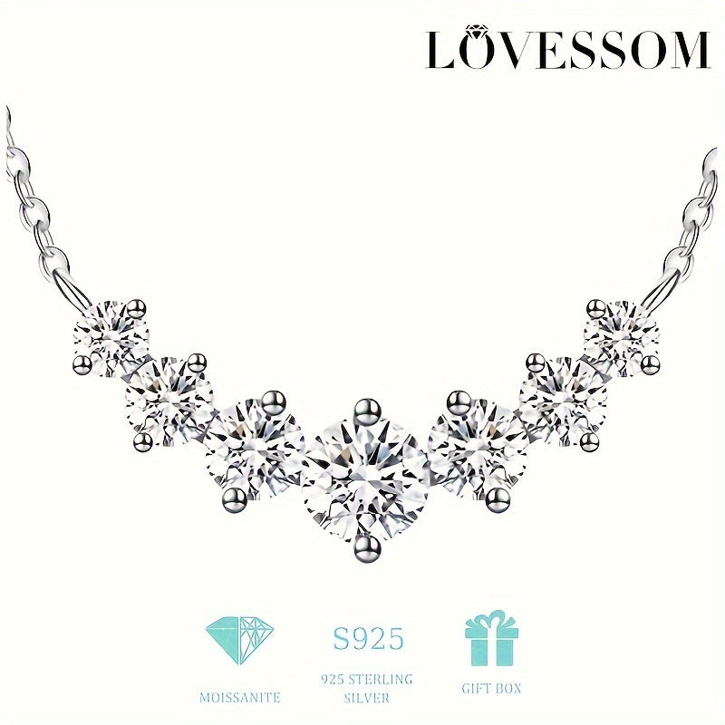 Moissanite Silver Necklace for Wedding Engagement Anniversary Gift