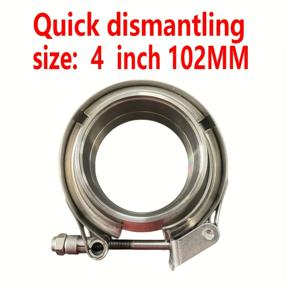 Avtomobil chiqindi quvurlari uchun zanglamaydigan po'latdan yasalgan V-boltli klamplar to'plami, turbo quvur uchun 5.08-7.62 sm