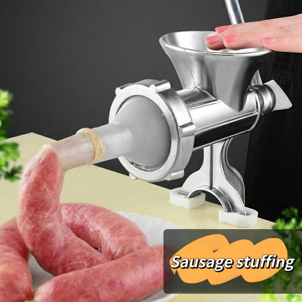 Manual Aluminum Sausage Stuffer for Meat Filling and Grinding, Durable Hand Crank Tool