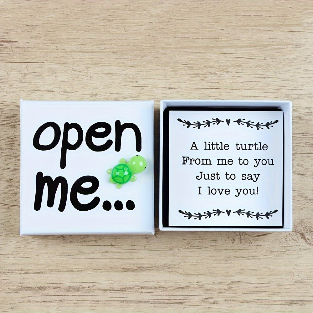 Polyresin Turtle Figurine Keepsake Gift Box with Heartfelt Message for Friends