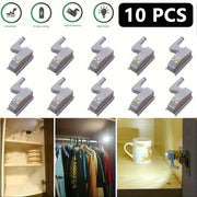 10pcs RGB LED Hinge Lights Touch-Activated Adjustable Height Battery-Powered for Wardrobe Bathroom Storage
