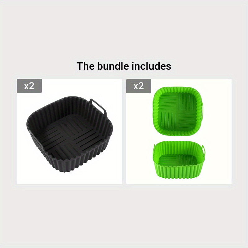 Colorful Reusable Silicone Air Fryer Liner 20.32cm Square Fits 4-7 Qt Oven Microwave Safe