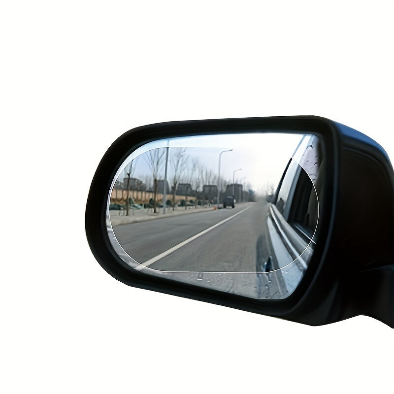 2pcs Car Rearview Mirror Rainproof Film Full Screen Anti-Fog Waterproof Membrane for Rainy Foggy Conditions