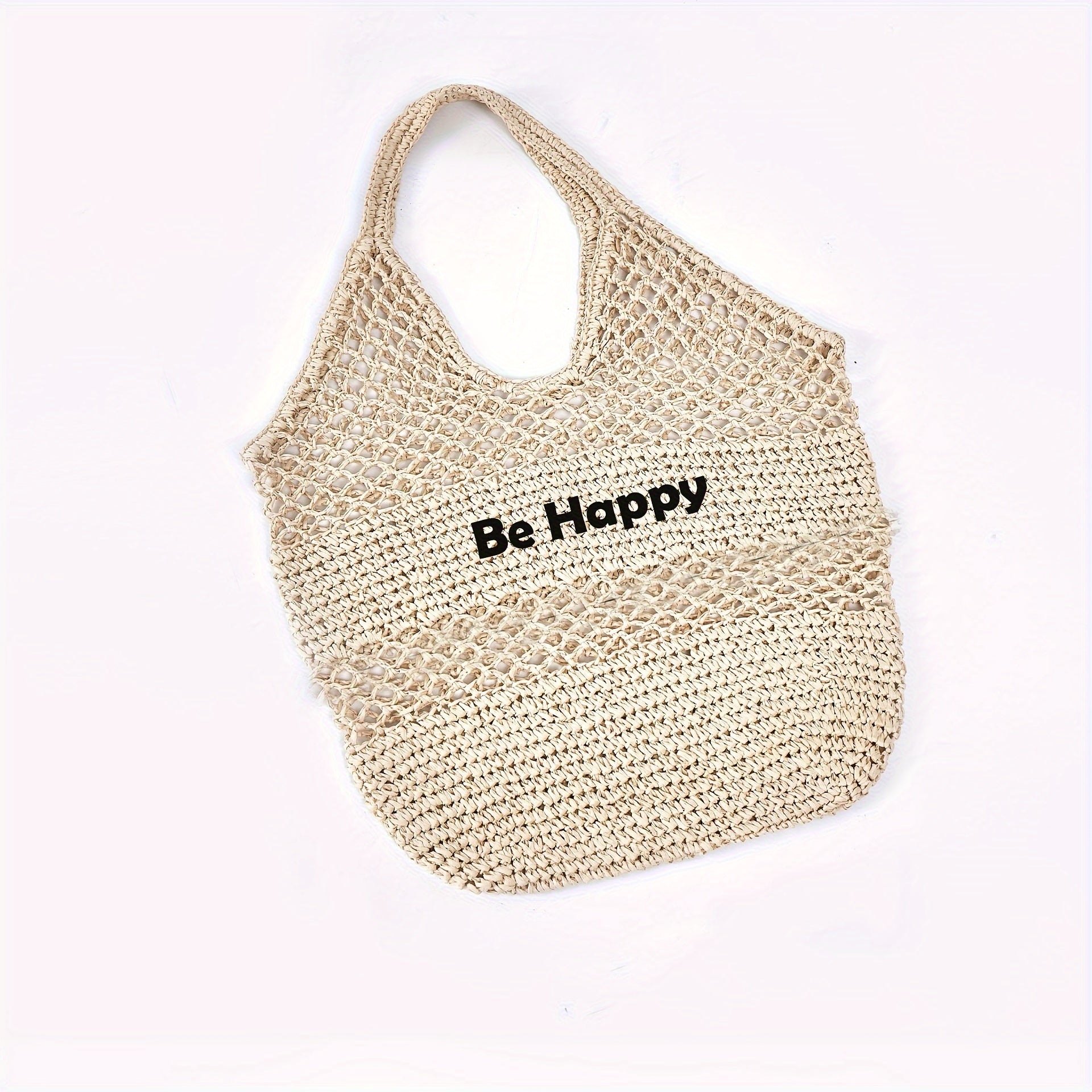 Large Capacity Women's Beach Tote Bag with Custom Embroidery, Hand-Woven Mesh
