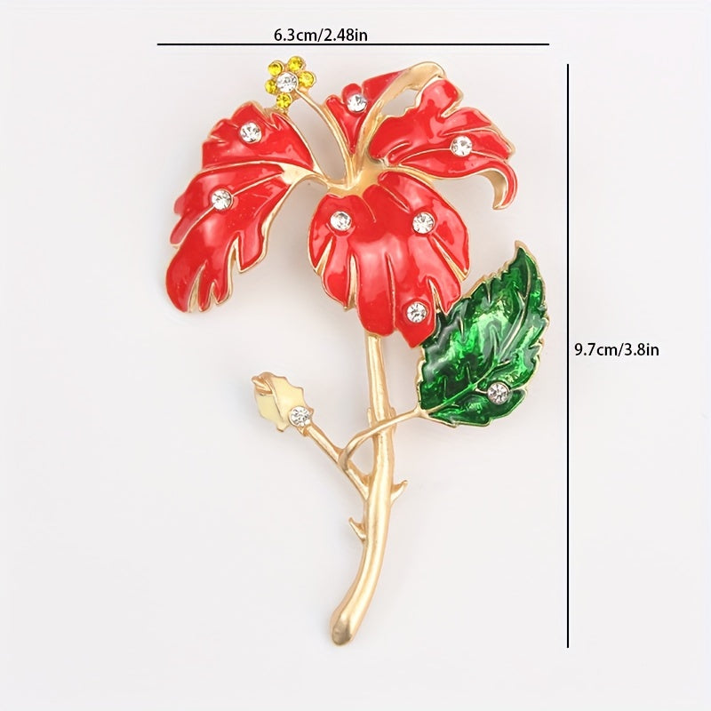 Rangli toshlar bilan bezatilgan emalgul gull brosh pin, noaniq shakl, oltin qoplamali, palto va kurtkalar uchun