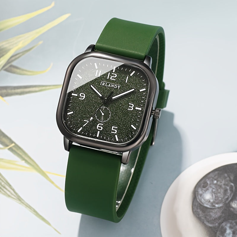 Men's Quartz Watch Square Dial Alloy Case Silicone Strap Not Waterproof Business Casual