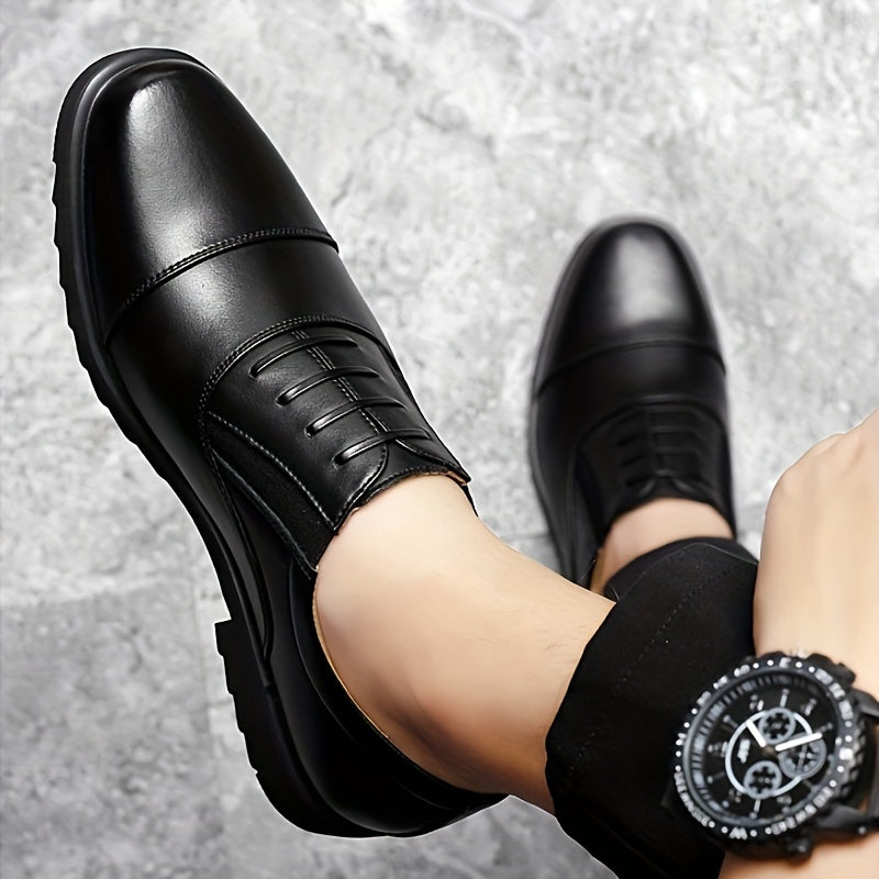 Мужские классические оксфорды-слипоны однотонные низкие кожаные верх из ПУ, резиновая подошва