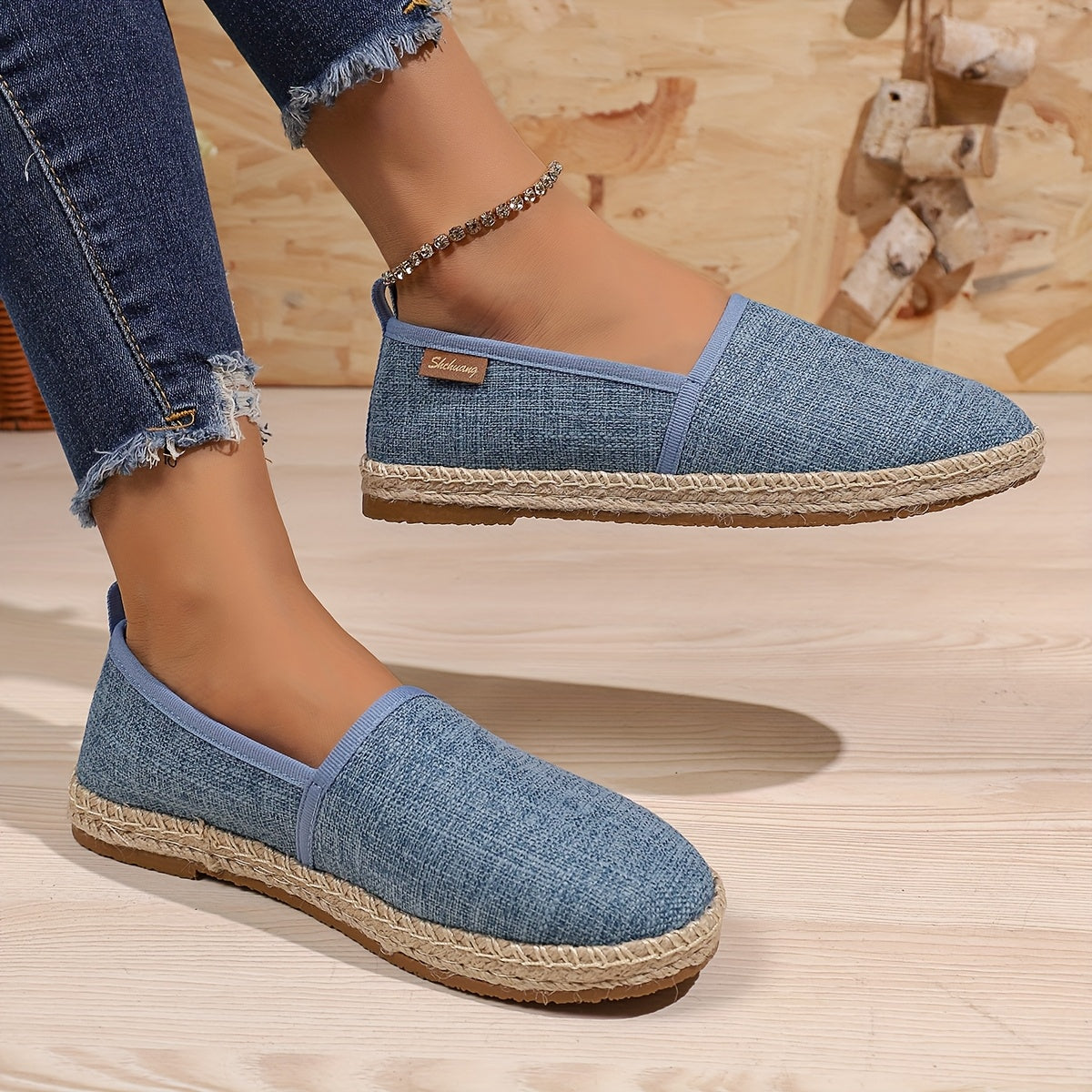 Женские туфли-слипоны на верёвочной подошве черный текстиль удобные легкие обувь