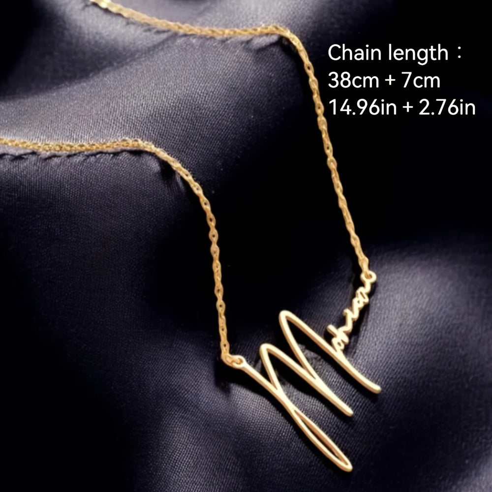 Collar de nombre escrito a mano personalizado en acero inoxidable, joyería boho para ocasiones especiales