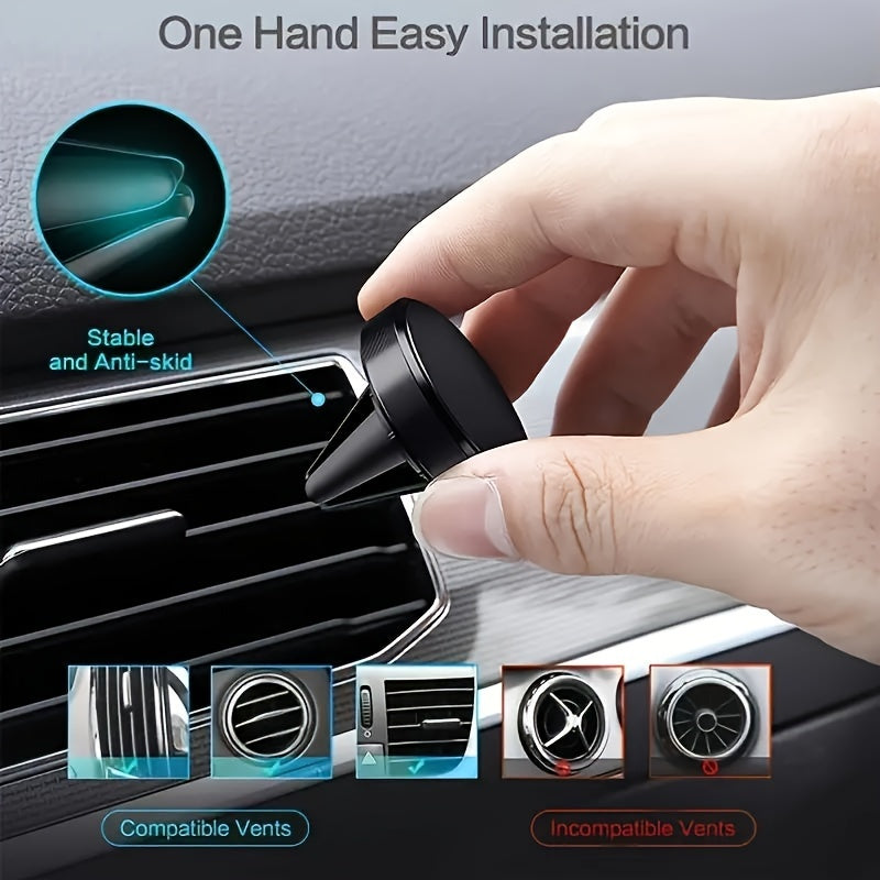 Car Phone Mount Aluminum Alloy Magnetic Holder for Dashboard and Air Vent
