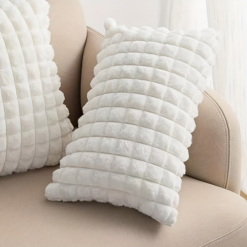 White Plush Cotton Velvet Pillowcase for Bedroom Sofa Decor