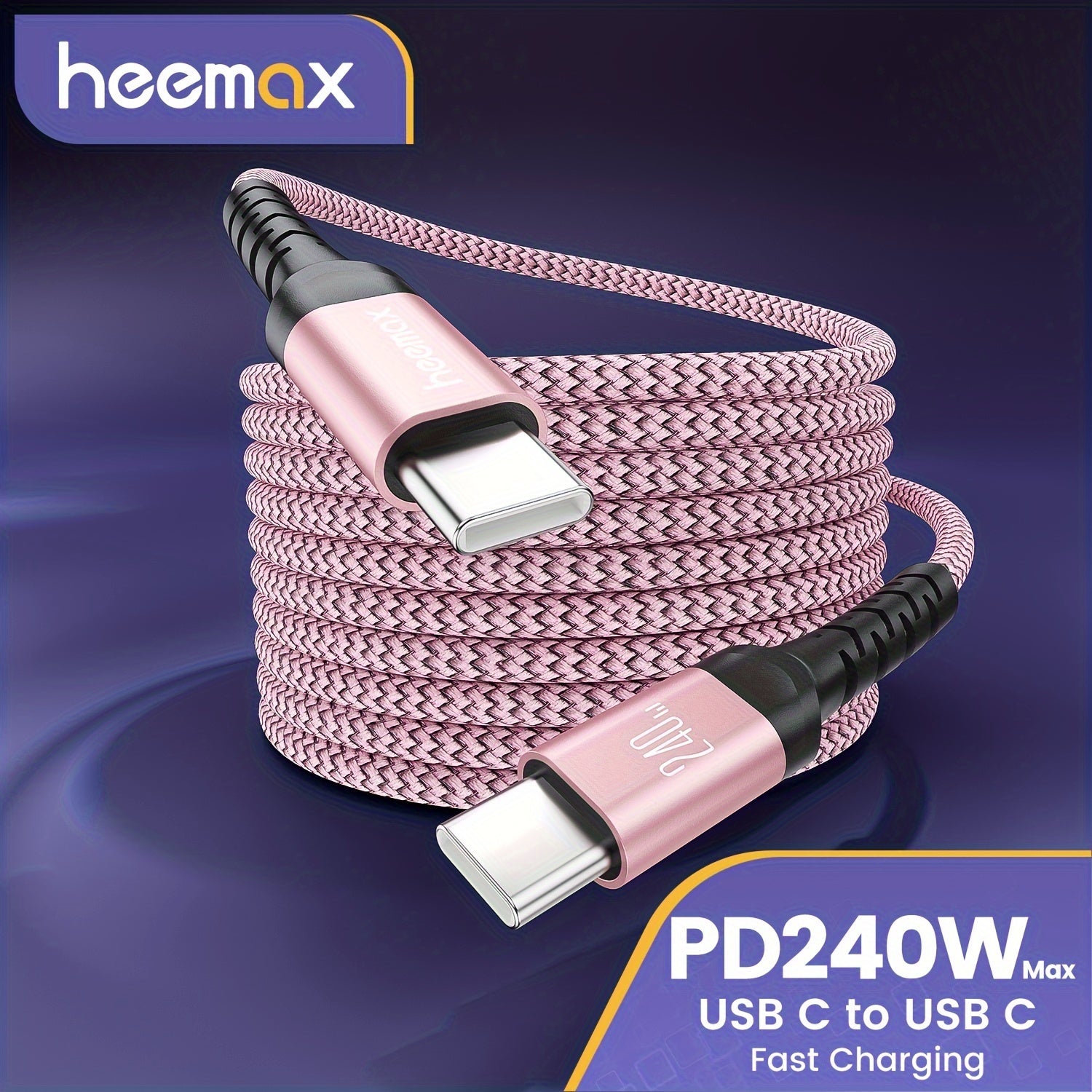 240W Nylon Flat USB-C to USB-C Fast Charging Cable with Matte Finish for iPhone Samsung Xiaomi OnePlus Pixel