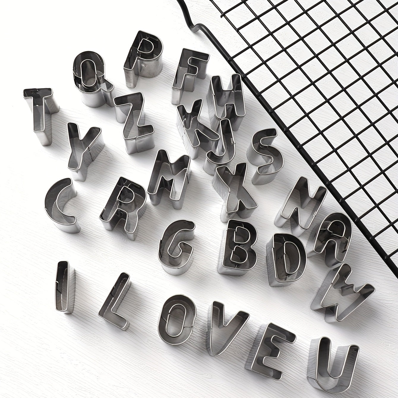 Set of 26 Stainless Steel Alphabet Cookie Cutters for Baking and Cake Decoration