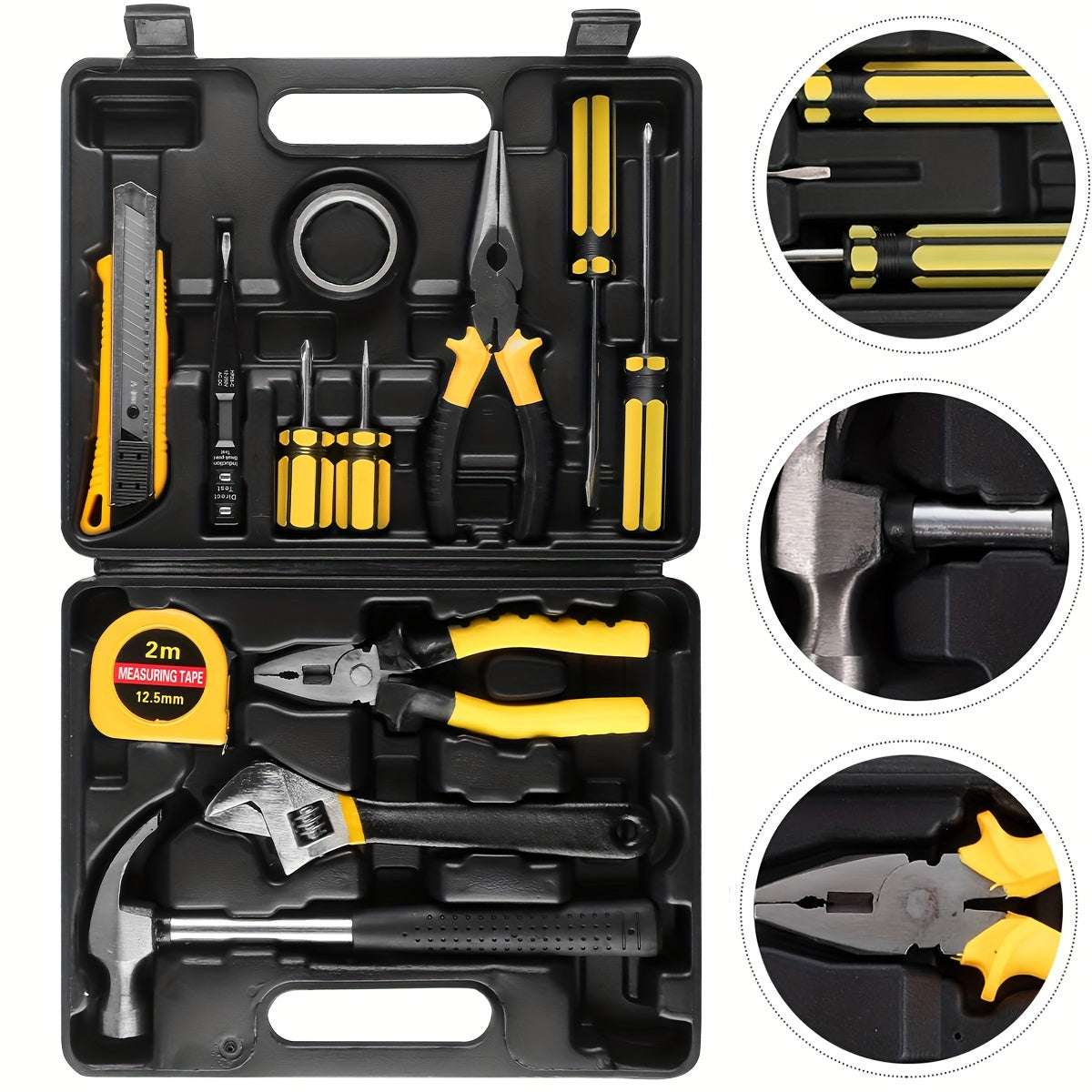 Handheld Household Toolbox with Plastic Case for Car and Home Repair