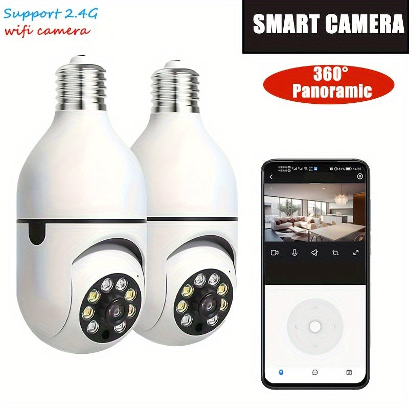 Wireless Security Camera Light Bulb Indoor Outdoor Motion Detection Two-Way Audio Alarm