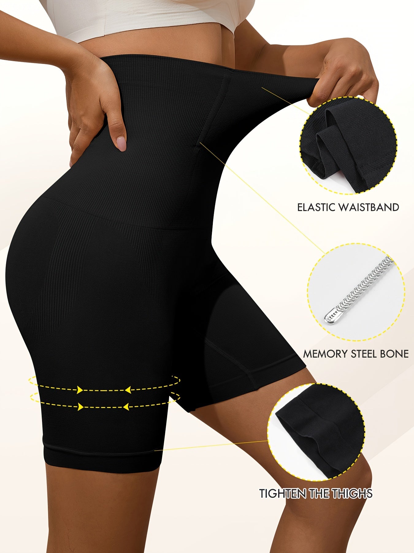 Women's High-Waisted Shaping Panties Tummy Control Leg Shaping Solid Color