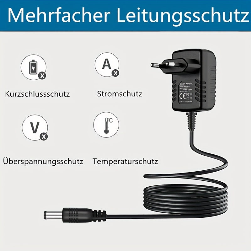 12V 1A Power Adapter for CCTV Cameras LED Lights Routers Black European Plug