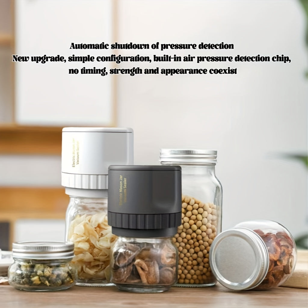 COCOBELA Elektrik Mason Jar Vacuum Sealer Auto Shut-Off bilan, Qayta to'ldiriladigan USB Batareyasi, Raqamli Ko'rsatkich, Oddiy va Keng Bo'yinli Bankalar bilan mos, Ikki qatlamli Yopish Ringi, Portativ Oziq-ovqat