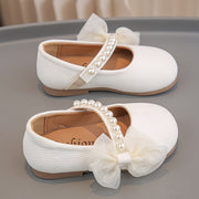 Girls' Mary Jane Shoes with Pearl Bow for Parties Weddings Spring Summer Lightweight Breathable