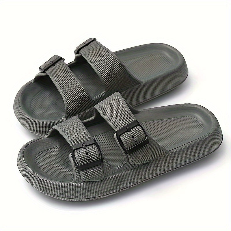 Men's EVA Slides Casual Open Toe Slip On with Buckles for Indoor Outdoor Summer