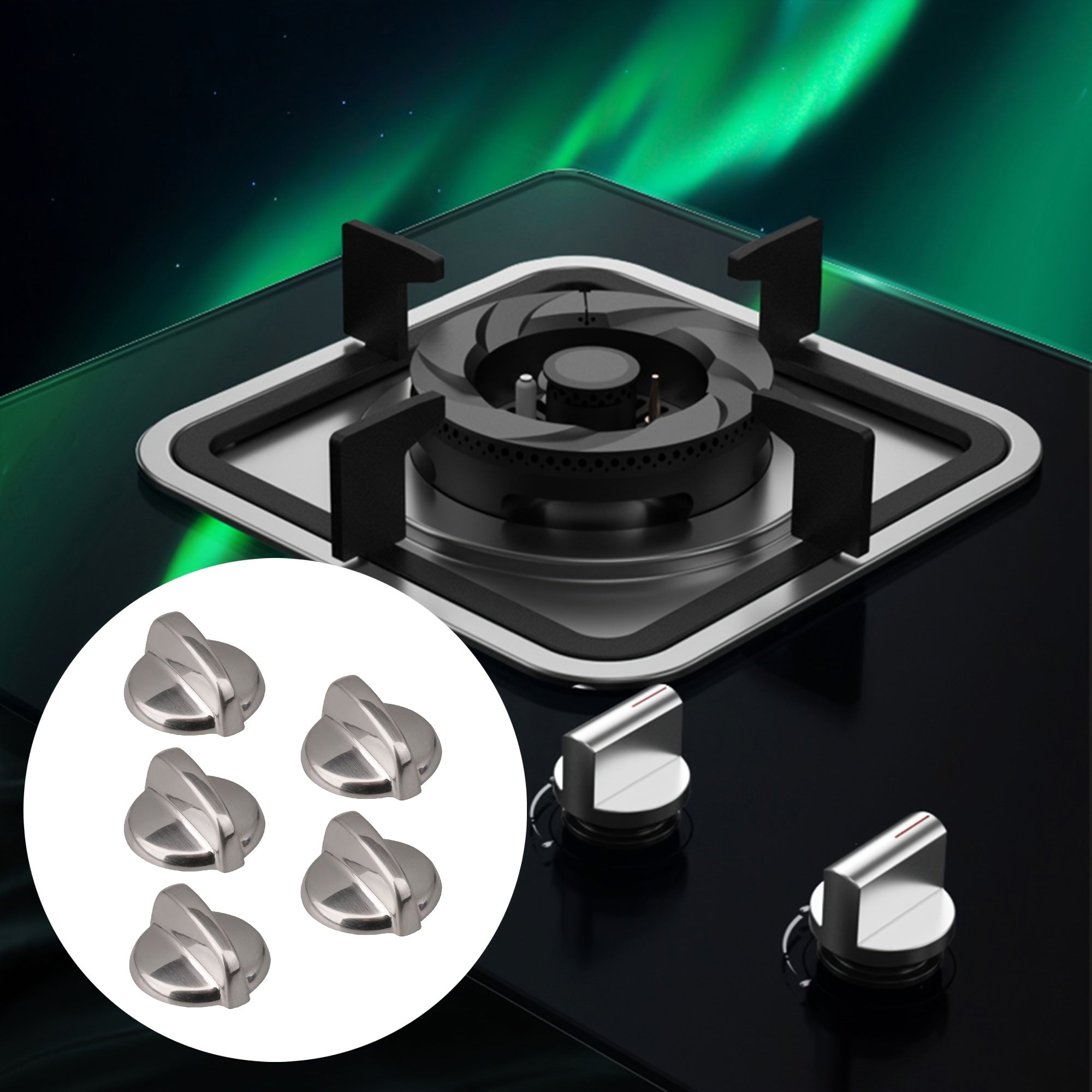 Stove Oven Knob Set of Five Replacement Handles for Kitchen Appliances