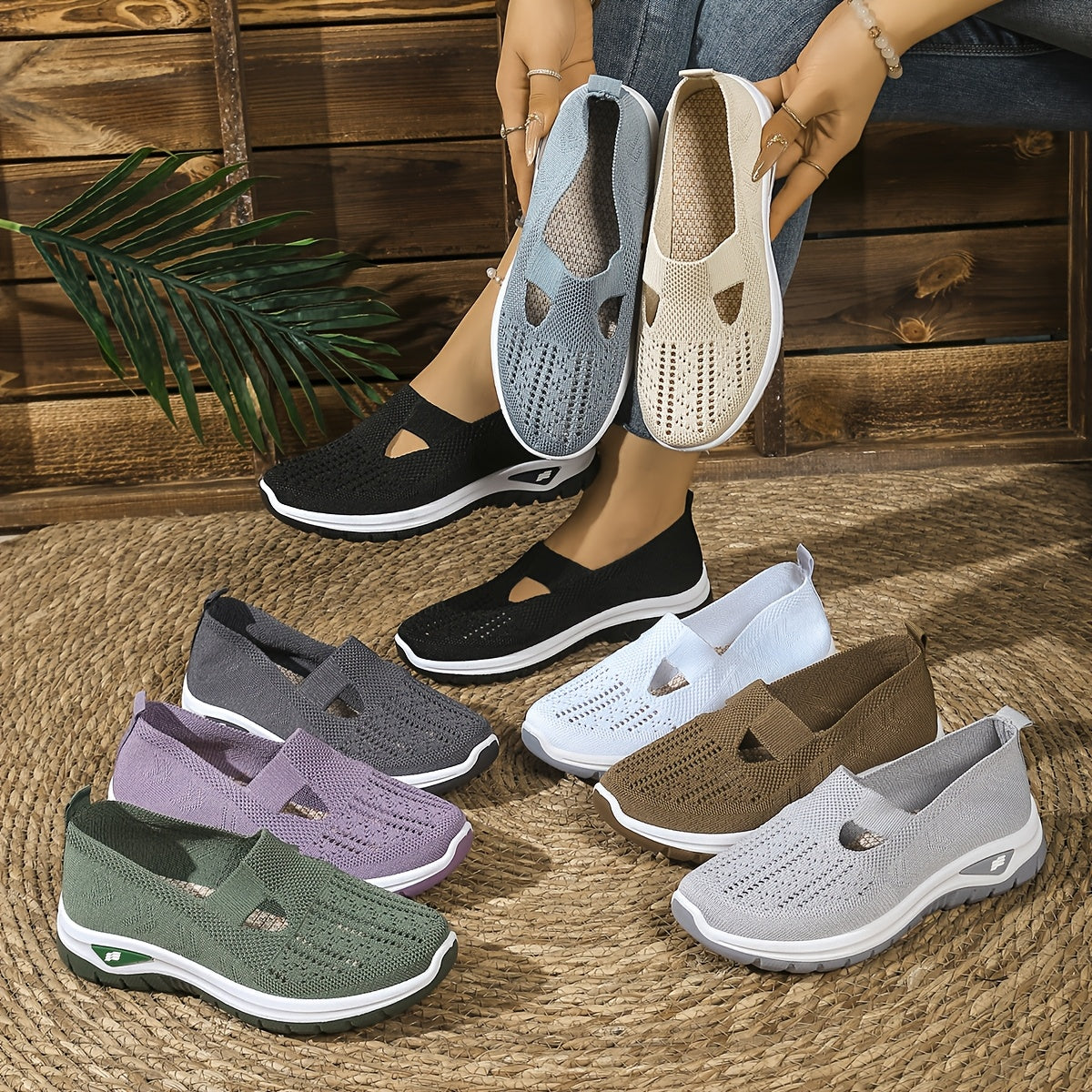 Women's Slip-On Casual Sneakers Breathable Mesh Soft Cushioned Insole