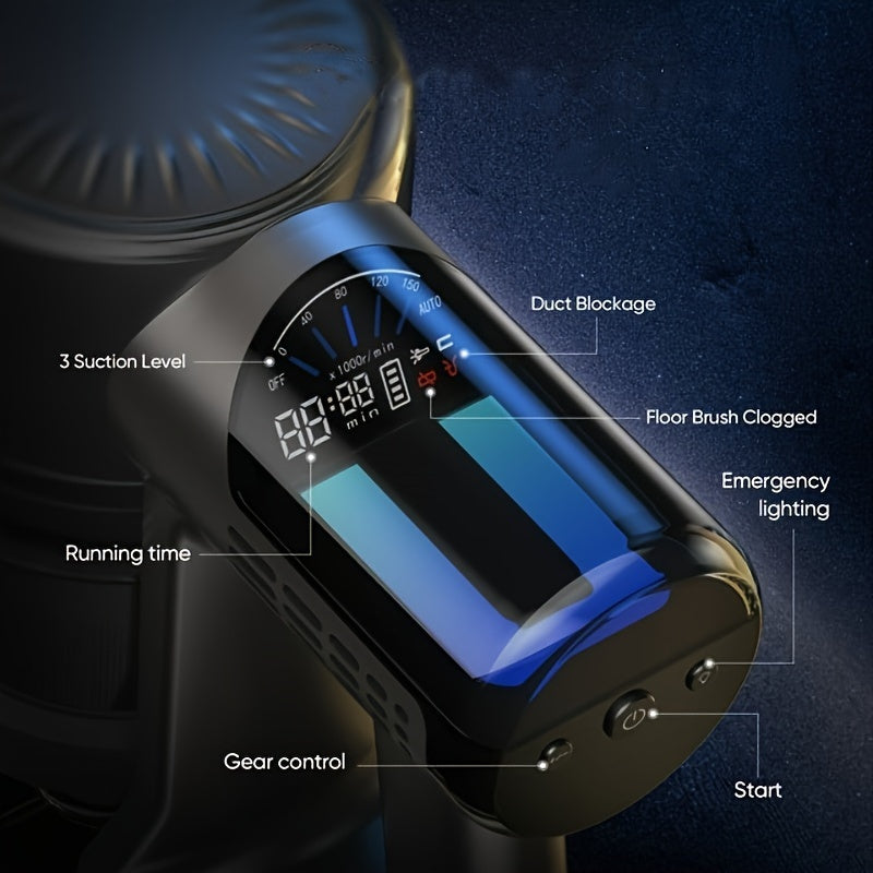 Cordless Vacuum Cleaner with LED Display and Anti-Tangle Brush 30Kpa Suction for Pet Hair Carpets and Hard Floors