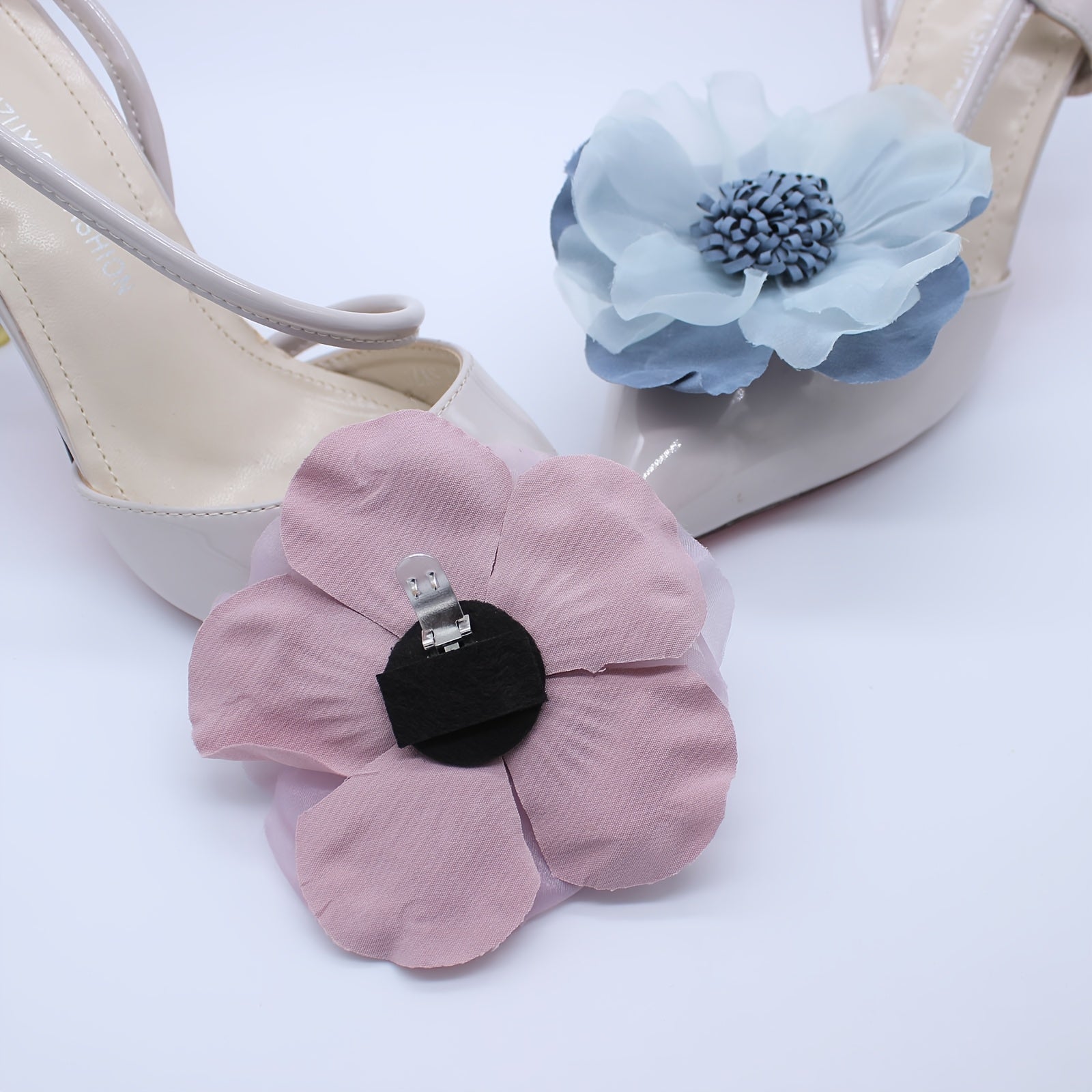 Women's Removable Floral Shoe Clips with Multi-Color Camellia Design