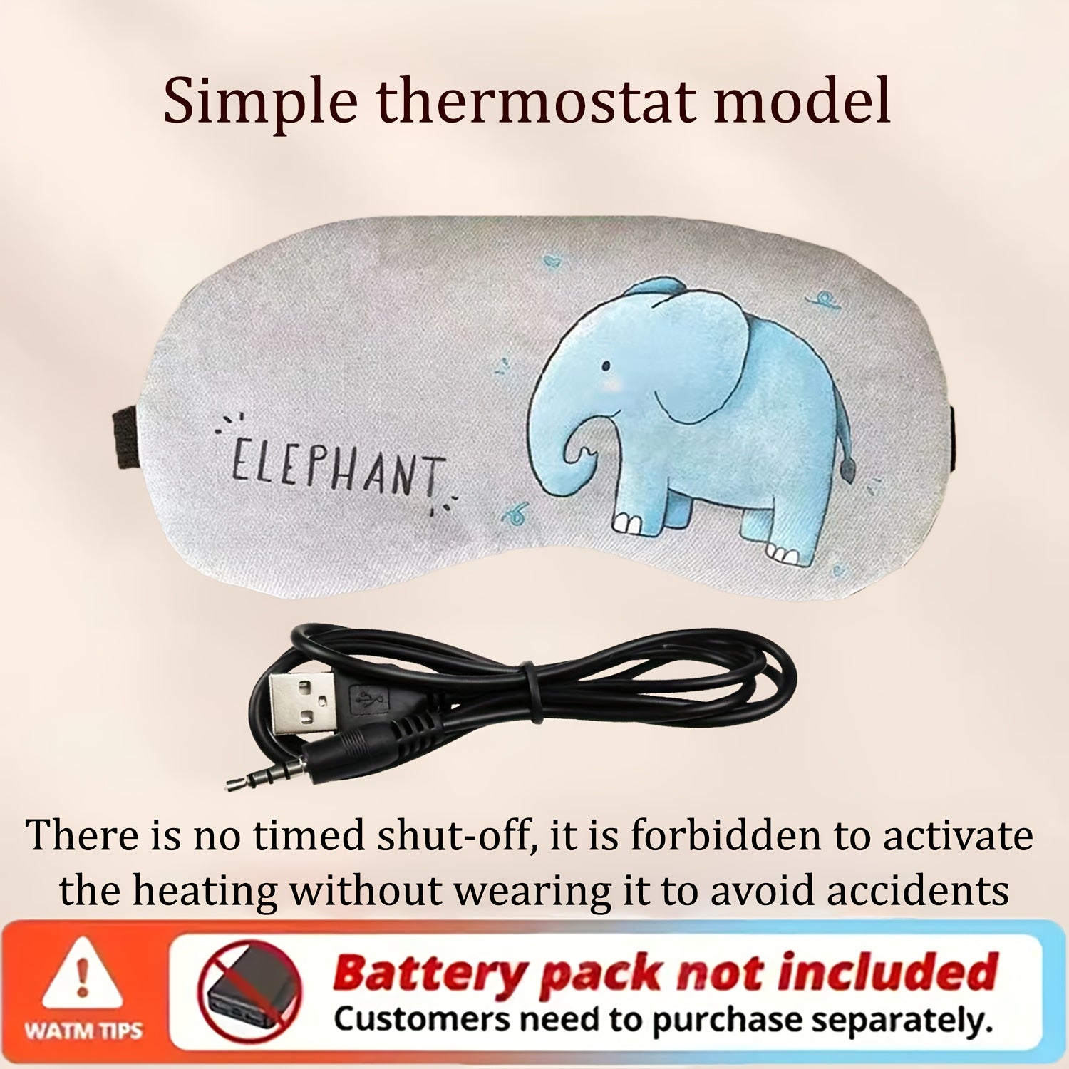 USB Heated Eye Mask with Adjustable Temperature, Includes Ear Plugs and Scented Bag