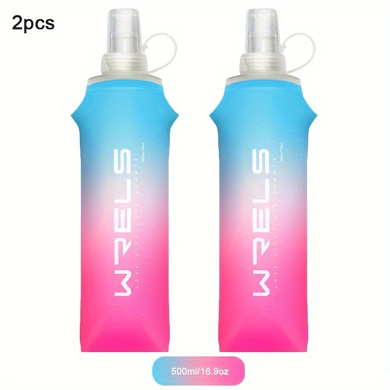 Collapsible Silicone Water Bottles 8.5oz and 17oz BPA-Free for Running Hiking Cycling
