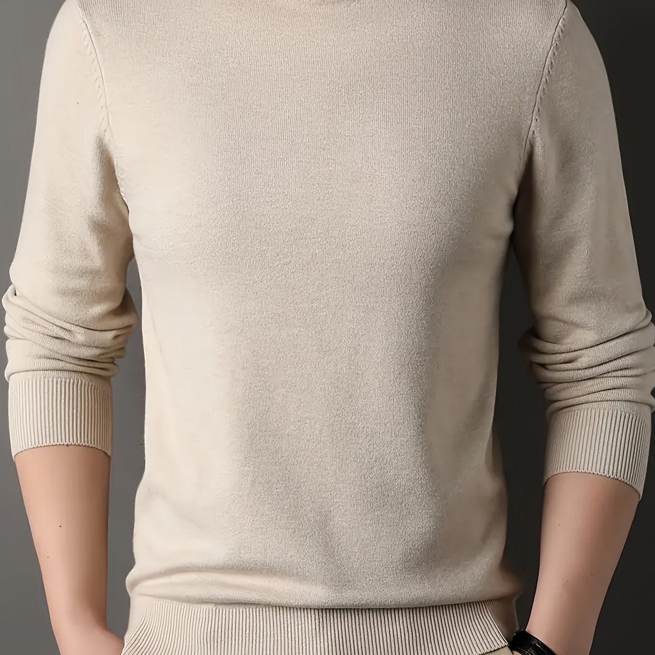 Men's Knit Sweater Hooded Fall Winter Solid Rayon Long Sleeve Stand Collar